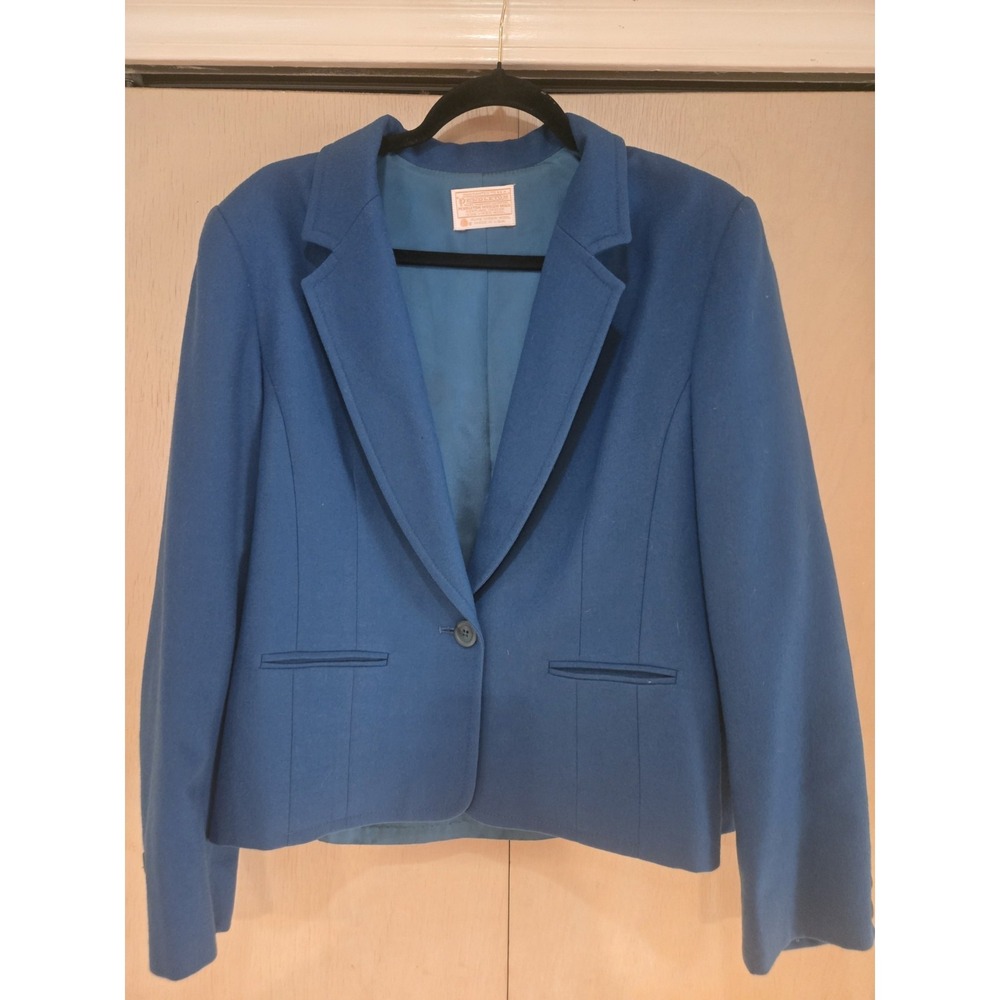 Vintage Pendleton Women's 100% Virgin Wool Blazer Blue USA Made Size 12